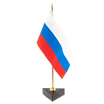 Флагшток настольный с флагом России из камня обсидиан Stone Flagpole варинант исполнения - 2 | Loft Concept в Твери