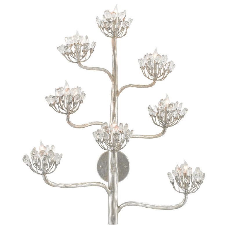 Бра серебряное в виде растения Silver Flower Glade Серебряный Прозрачный в Твери | Loft Concept 
