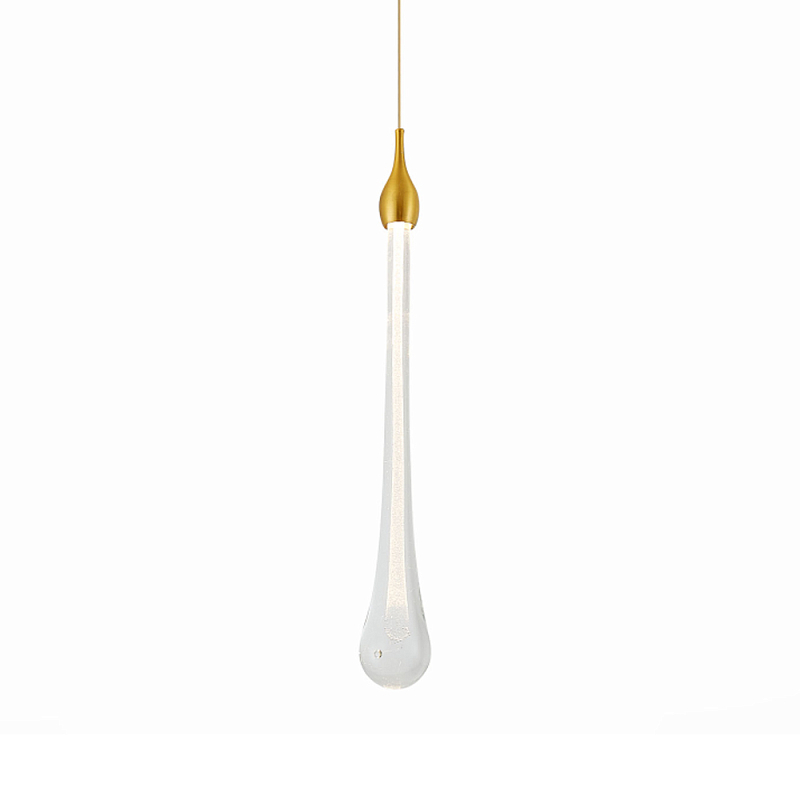 Подвесной светильник с плафоном в форме капли на золотистом каркасе Raindrop Прозрачное Стекло Золотой в Твери | Loft Concept 
