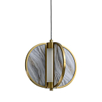 Подвесной светильник с круглым плафоном из искусственного алебастра в бронзовой оправе Marbella варинант исполнения - 1 | Loft Concept в Твери