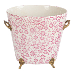 Кашпо из белого фарфора с розовым цветочным орнаментом Eden Garden варинант исполнения - 1 | Loft Concept в Твери