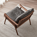 Кресло c каркасом из массива дерева и мягкой кожаной обивкой Walnut Armchair варинант исполнения - 3 | Loft Concept в Твери