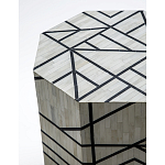 Приставной столик с инкрустацией Black and White Geometry bone bedside table варинант исполнения - 1 | Loft Concept в Твери