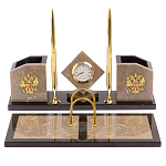 Настольный письменный набор из бежевого мрамора с часами Marble Accessory варинант исполнения - 1 | Loft Concept в Твери