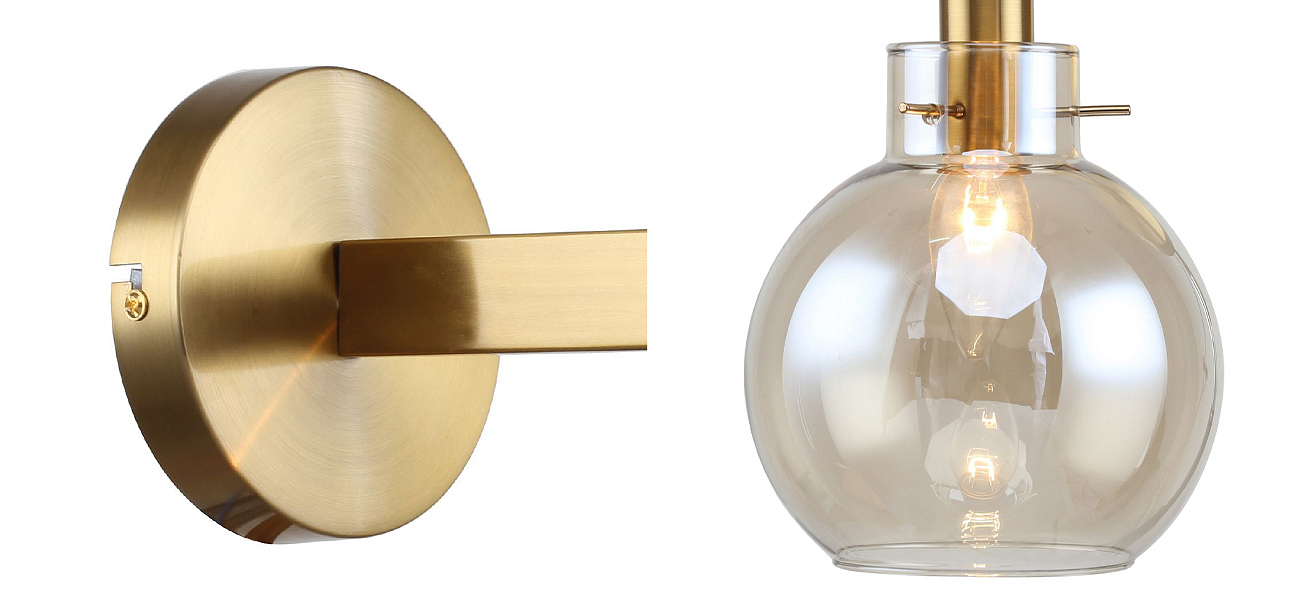 Бра с плафоном коньячного цвета Carmella Globe Brass Бра с плафоном коньячного цвета Carmella Globe Brass - Loft-Concept в Твери