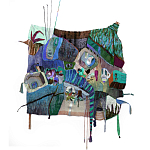 Панно гобелен яркие Пространство-Время TimeSpace Blue варинант исполнения - 2 | Loft Concept в Твери