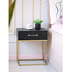 Приставной столик с резным узором на выдвижном ящике Black Table Carved Pattern варинант исполнения - 8 | Loft Concept в Твери