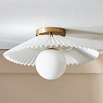 Потолочный светильник с белым плиссированным абажуром Headquarters варинант исполнения - 1 | Loft Concept в Твери