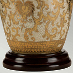 Настольная лампа с фарфоровым основанием с декоративным орнаментом и белым абажуром на темной круглой подставке Elstead Lighting варинант исполнения - 9 | Loft Concept в Твери