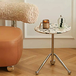 Дизайнерский журнальный стол с круглой столешницей на изогнутых стальных ножках Obafaby варинант исполнения - 1 | Loft Concept в Твери