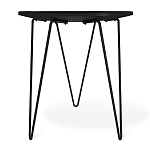 Стол журнальный с круглой столешницей из стекла на 3-х черных ножках Beige Marble варинант исполнения - 4 | Loft Concept в Твери