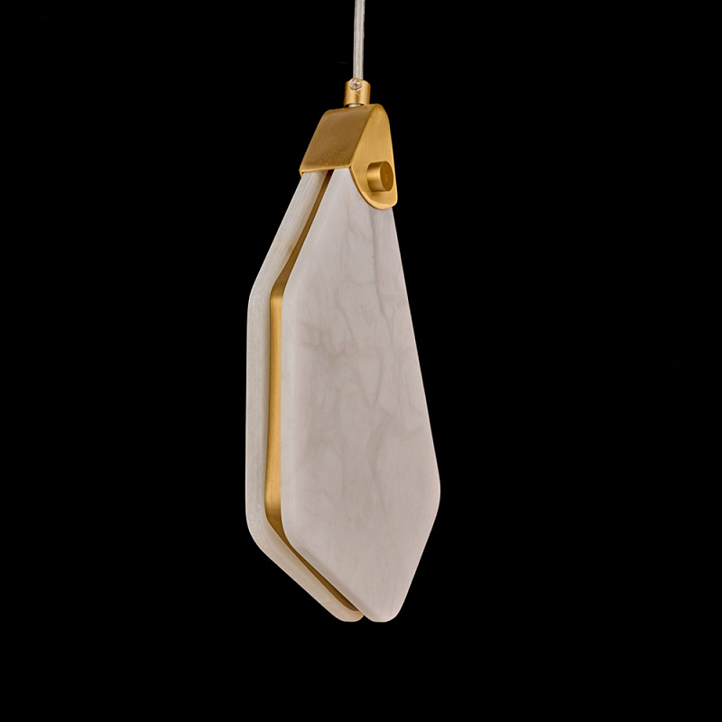 Подвесной светильник фигурный плафон Stone Polygon Белый Латунь в Твери | Loft Concept 