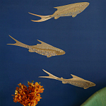 Обои с вышивкой ручной работы Deco Fish Aurum colourway on Caribbean Sea slub silk варинант исполнения - 1 | Loft Concept в Твери