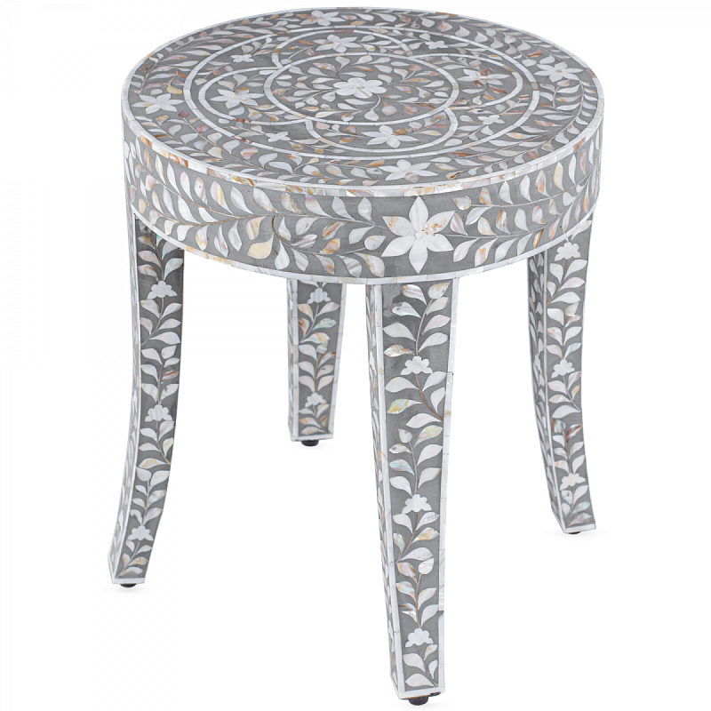 Столик MOTHER OF PERAL INLAY STOOL Серый ivory ( слоновая кость ) Перламутровый Столик MOTHER OF PERAL INLAY STOOL Серый ivory ( слоновая кость ) Перламутровый в Твери | Loft Concept