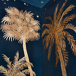 Обои с вышивкой ручной работы Deco Palms Original colourway on velvet варинант исполнения - 3 | Loft Concept в Твери