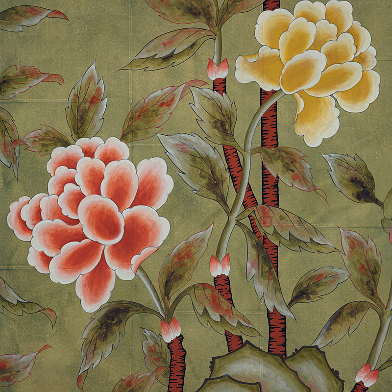 Обои ручная роспись Korean Peony Colourway SC-50 on Edo Cannella India tea paper Обои ручная роспись Korean Peony Colourway SC-50 on Edo Cannella India tea paper в Твери | Loft Concept