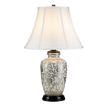 Настольная лампа с фарфоровым основанием с декоративным орнаментом и белым абажуром на темной круглой подставке Elstead Lighting варинант исполнения - 11 | Loft Concept в Твери