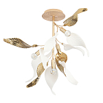 Люстра потолочная с белыми матовыми и золотыми глянцевыми листьями Wintery flovers варинант исполнения - 1 | Loft Concept в Твери