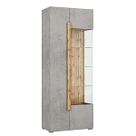 Шкаф-витрина с фасадом цвета серый бетон и стеклянными дверками Grace of Furniture варинант исполнения - 2 | Loft Concept в Твери