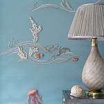 Обои с вышивкой ручной работы Amami Waves Moonbeam colourway on silk moire варинант исполнения - 4 | Loft Concept в Твери