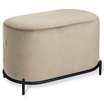 Банкетка овальная бежевый велюр на 4-х металлических ножках черного цвета SANJAY варинант исполнения - 1 | Loft Concept в Твери