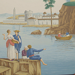 Обои ручная роспись Views of Italy Olive варинант исполнения - 1 | Loft Concept в Твери