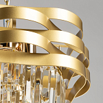 Люстра цвета матового золота с металлическими лентами и длинными прозрачными подвесками Gilded Waves варинант исполнения - 6 | Loft Concept в Твери