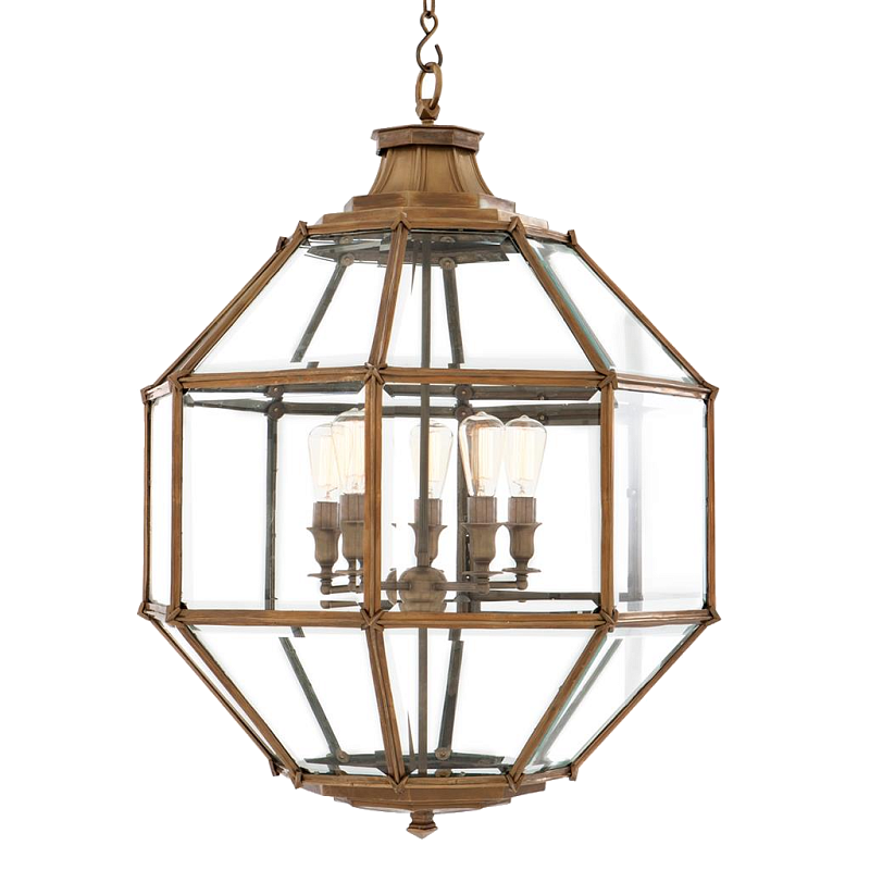 Люстра Lantern Owen Brass L Латунь Прозрачный (Transparent) в Твери | Loft Concept 