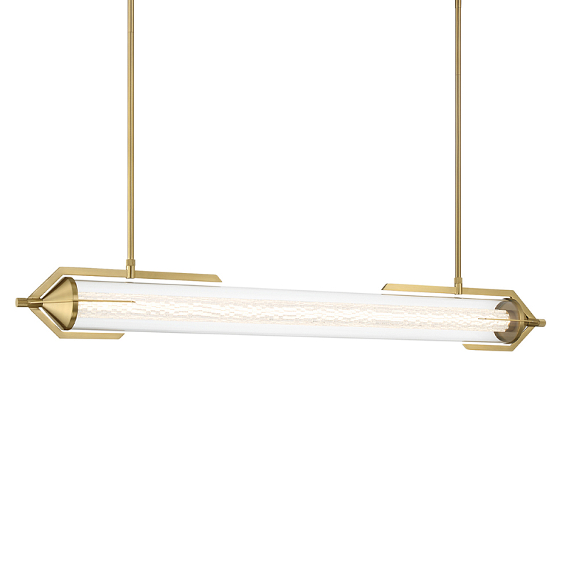 Подвесной светильник линейный золотого цвета с длинной цилиндрической стеклянной трубкой Eurofase Прозрачное Стекло Золотой в Твери | Loft Concept 