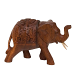 Статуэтка из дерева суар в виде слона в традиционном облачении Little Elephant варинант исполнения - 2 | Loft Concept в Твери