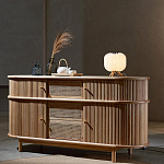 Дизайнерский комод овальный с фактурным фасадом и вставками из плетеных элементов Ambar варинант исполнения - 2 | Loft Concept в Твери