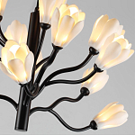 Люстра подвесная черного цвета с ветвями и белыми фарфоровыми цветами Floralis варинант исполнения - 6 | Loft Concept в Твери