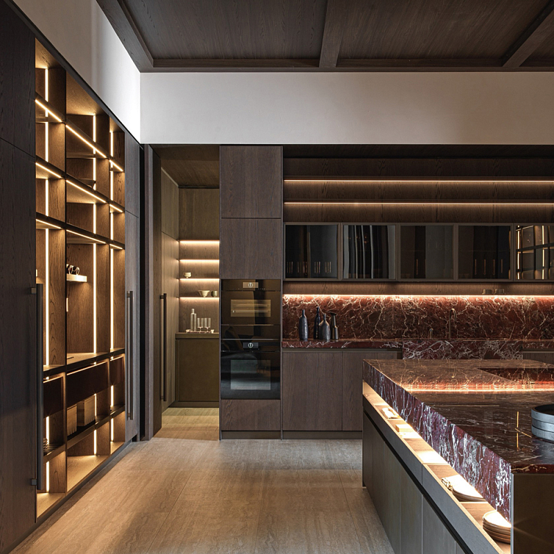 Кухонный гарнитур из красного мрамора и дерева VVD Dada Engenereed Kitchen Красный Мрамор Rosso Коричневый Кухонный гарнитур из красного мрамора и дерева VVD Dada Engenereed Kitchen Красный Мрамор Rosso Коричневый в Твери | Loft Concept