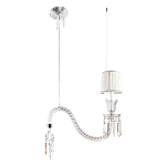 Подвесной светильник с белым текстильным абажуром и изогнутым хрустальным основанием с подвесками Lustre Reverie варинант исполнения - 2 | Loft Concept в Твери