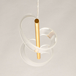 Люстра линейная золотистого цвета с двумя прозрачными волнистыми элементами Wave Line варинант исполнения - 8 | Loft Concept в Твери