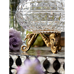 Конфетница прозрачная стеклянная на бронзовых ножках в виде морских коньков с крышкой в виде ракушки Eden Garden варинант исполнения - 5 | Loft Concept в Твери