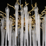 Люстра золотого цвета с декоративными ветками и длинными прозрачными стеклянными подвесами в форме сосулек Droplet Chandelier варинант исполнения - 10 | Loft Concept в Твери