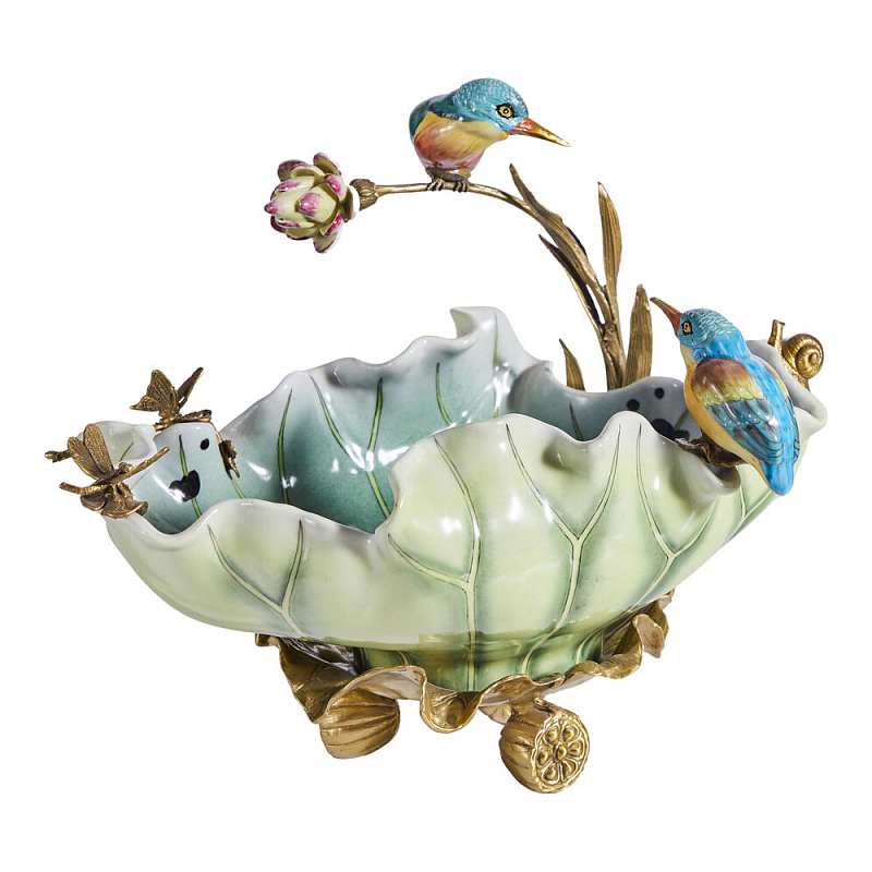 Чаша в виде листка лотоса с птицами Eden Garden Мульти Бронза в Твери | Loft Concept 