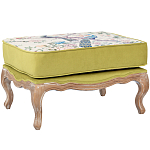 Банкетка из массива бука с изображением птиц и цветов Beige Green Chinoiserie Garden Banquette варинант исполнения - 1 | Loft Concept в Твери