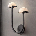 Бра с 2-мя мраморными плафонами на черном корпусе Light Warm Light варинант исполнения - 3 | Loft Concept в Твери