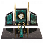 Настольный письменный набор из змеевика с часами Successful Leader варинант исполнения - 1 | Loft Concept в Твери