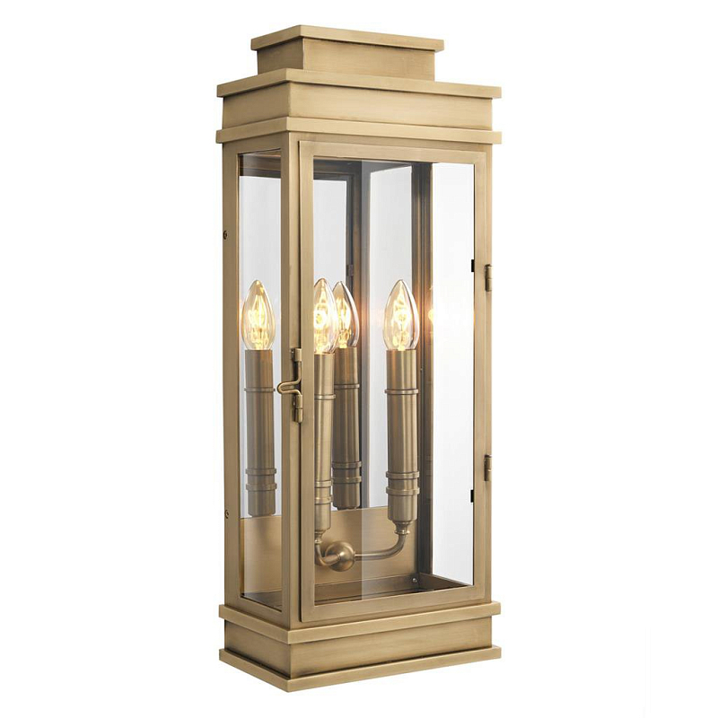 Бра Eichholtz Wall Lamp Linley L Латунь Античная полированная Прозрачный (Transparent) в Твери | Loft Concept 