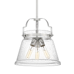 Подвесной светильник с прозрачным стеклянным плафоном в форме колокола с эффектом пузырьков и тремя лампами Quoizel варинант исполнения - 1 | Loft Concept в Твери