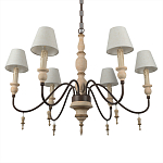 Люстра на металлическом основании с 6-ю белыми тканевыми абажурами Terrain варинант исполнения - 7 | Loft Concept в Твери