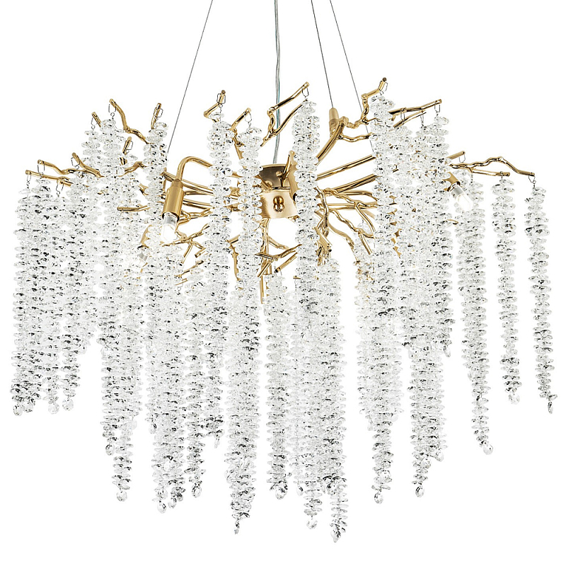 Люстра с декором в виде ветвей с хрустальными подвесками Fairytree Gold Crystal Chandelier 8 Золотой Прозрачное Стекло Люстра с декором в виде ветвей с хрустальными подвесками Fairytree Gold Crystal Chandelier 8 Золотой Прозрачное Стекло в Твери | Loft Concept