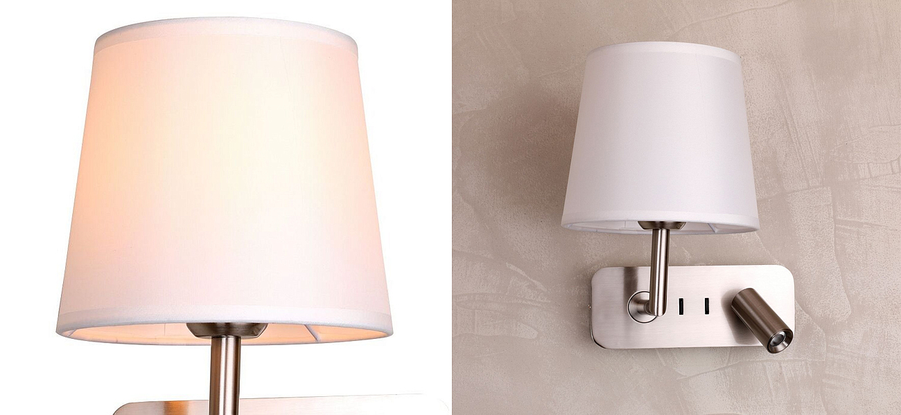 Бра с абажуром Trumpet Lamp Nickel 2 лампы Бра с абажуром Trumpet Lamp Nickel 2 лампы - Loft-Concept в Твери