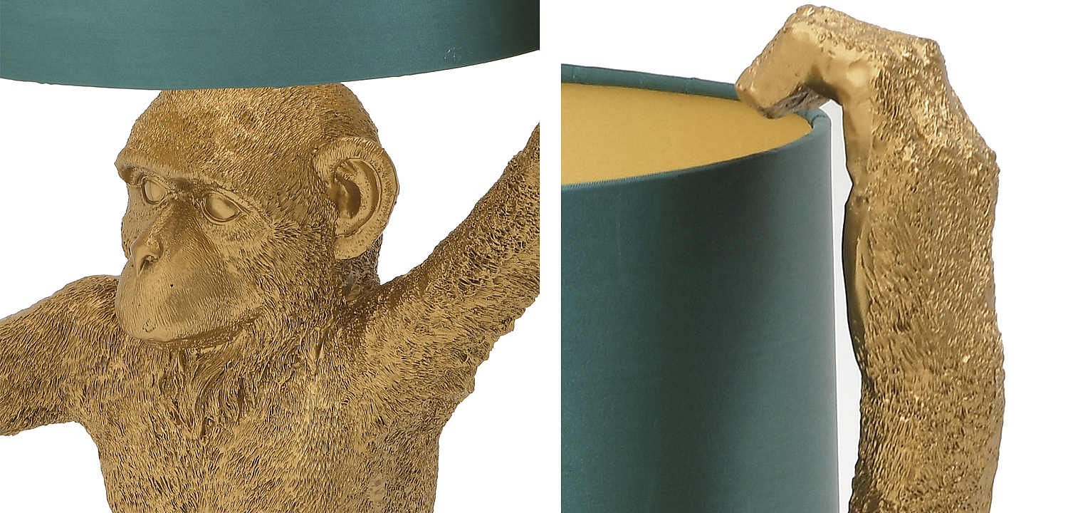 Настольная лампа Gold Monkey Holding Lampshade Настольная лампа Gold Monkey Holding Lampshade - Loft-Concept в Твери