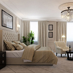 Кровать двуспальная бежевая с основанием из массива дерева с мягким изголовьем Flax Beds варинант исполнения - 4 | Loft Concept в Твери