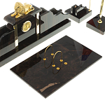 Настольный письменный набор из чёрного обсидиана с декором в виде льва Golden Lion варинант исполнения - 3 | Loft Concept в Твери