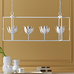 Люстра белая прямоугольная с абажурами в виде цветков тюльпана White Tulips варинант исполнения - 8 | Loft Concept в Твери